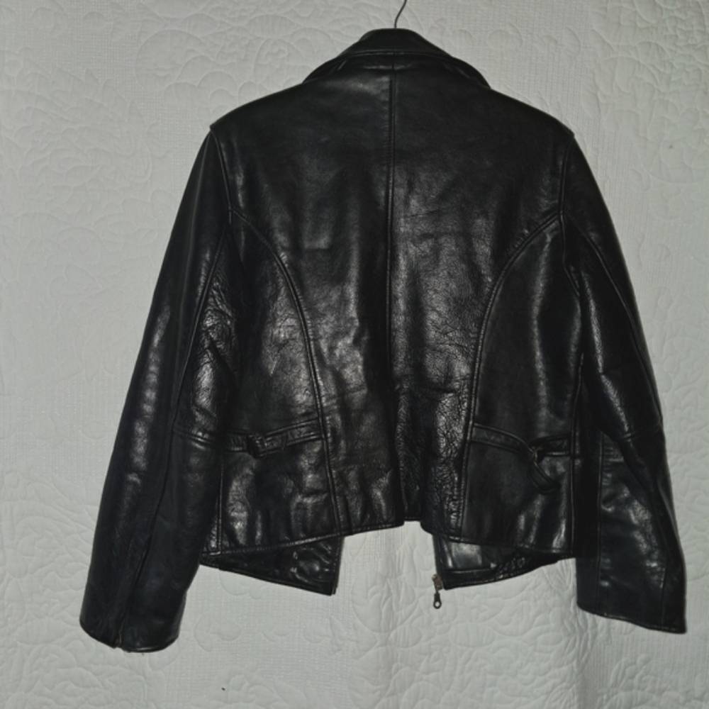 Moda Martani Lux Heavy Black Leather Motorcycle Style Jacket Unisex Large - Picture 6 of 11